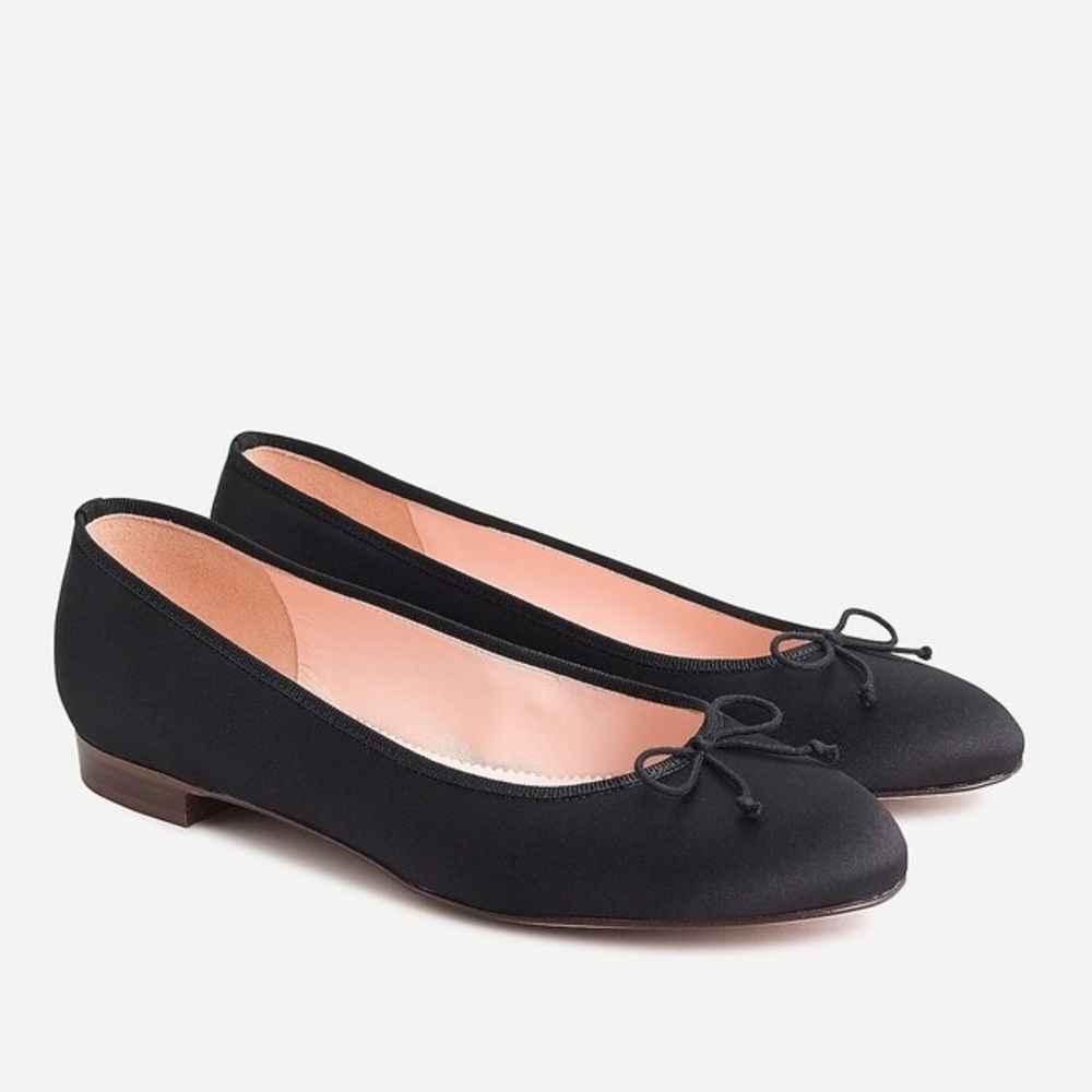 J. Crew Black Satin Kiki Ballet Flats sz 9.5